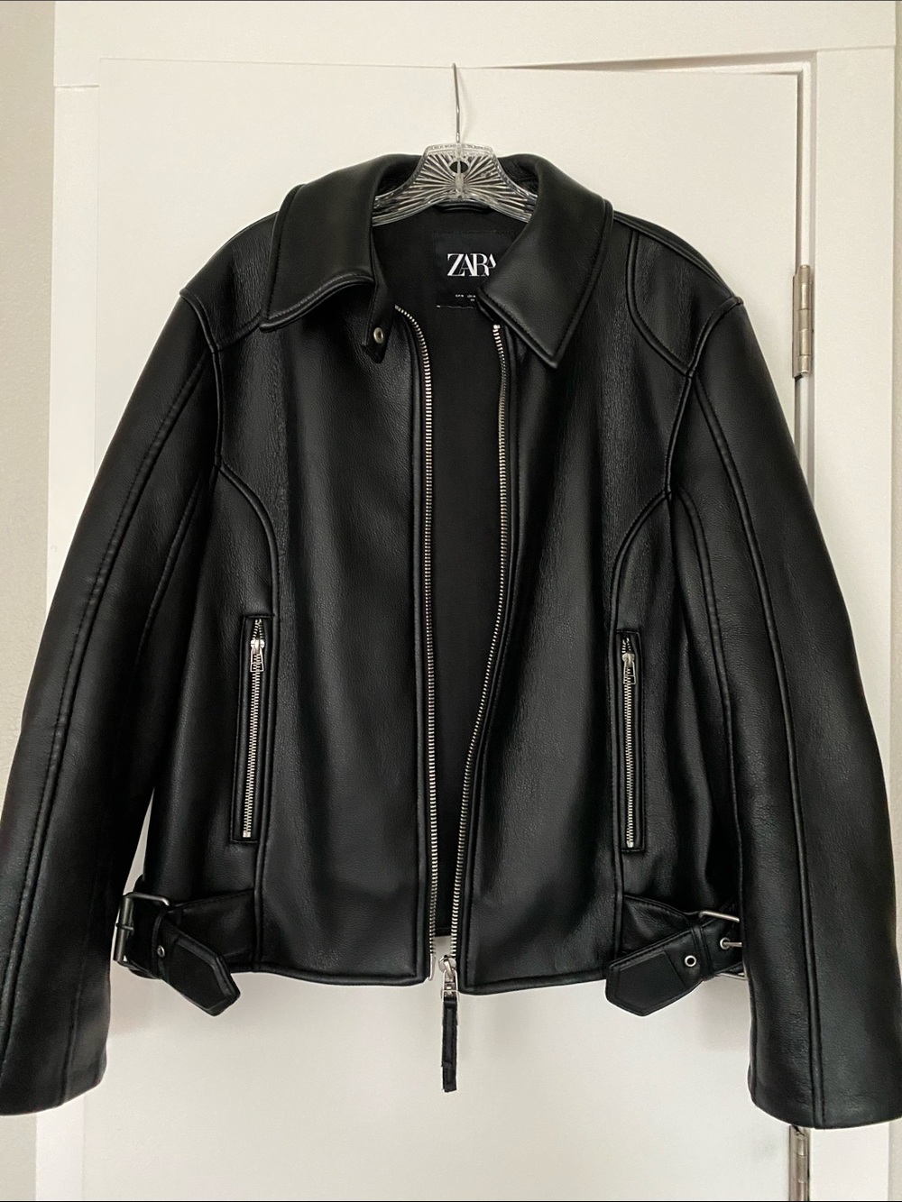 Zara Soft Supple Leather Moto Biker Jacket Limited Edition Oversized Bloggers M